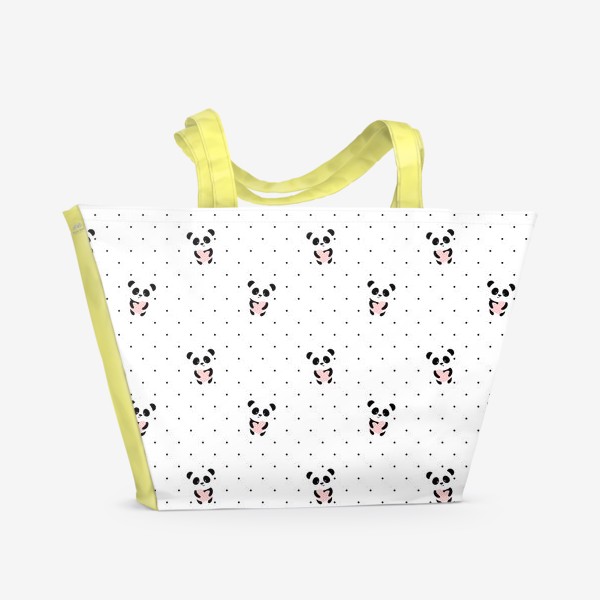 Пляжная сумка «Милые панды и сердечки»