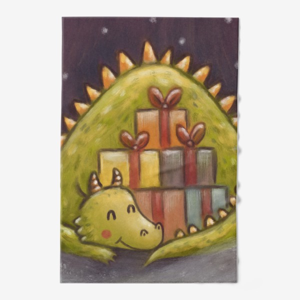 Полотенце &laquo;Милый дракон и гора подарков. Новый год. Пастель&raquo;