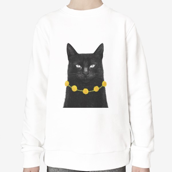 Свитшот «Черный кот с одуванчиками»