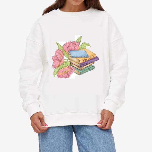 Свитшот «Книги и тюльпаны»