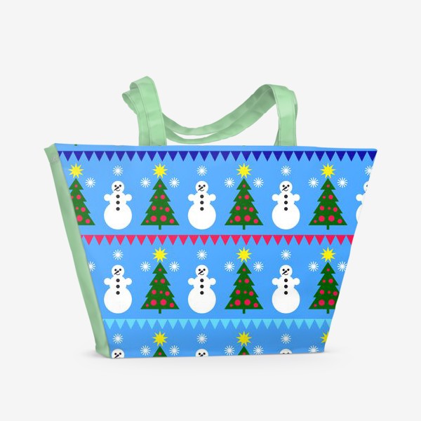 Пляжная сумка «Елочки и снеговики»