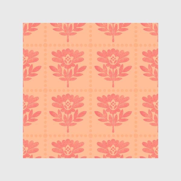 Шторы «Геометрические цветы и точки Персиковый пух цвет Peach Fuzz Индийский орнамент »