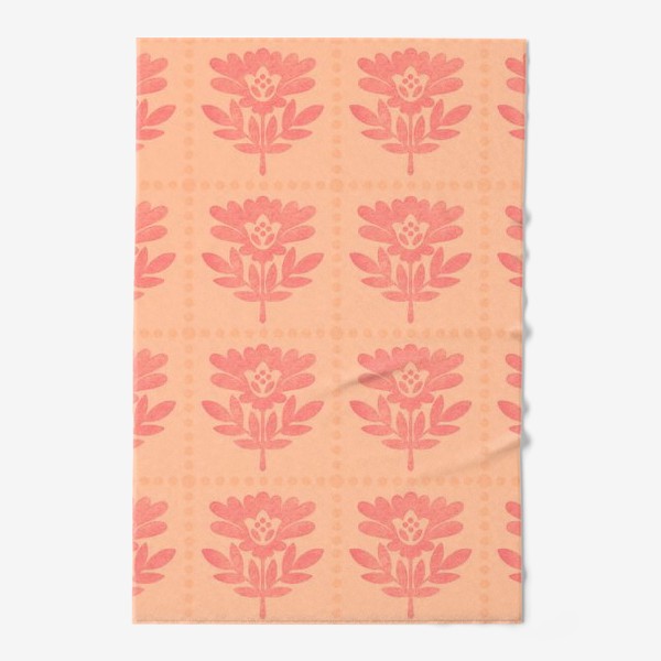 Полотенце «Геометрические цветы и точки Персиковый пух цвет Peach Fuzz Индийский орнамент »