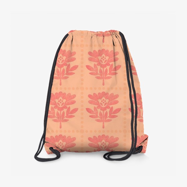Рюкзак «Геометрические цветы и точки Персиковый пух цвет Peach Fuzz Индийский орнамент »