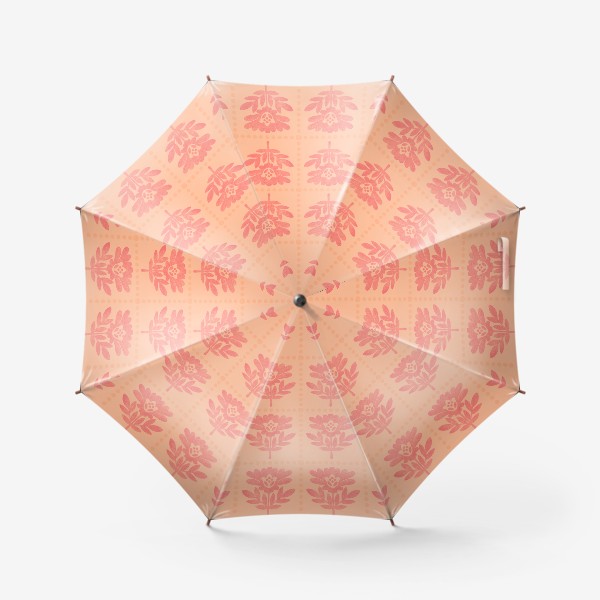 Зонт &laquo;Геометрические цветы и точки Персиковый пух цвет Peach Fuzz Индийский орнамент &raquo;