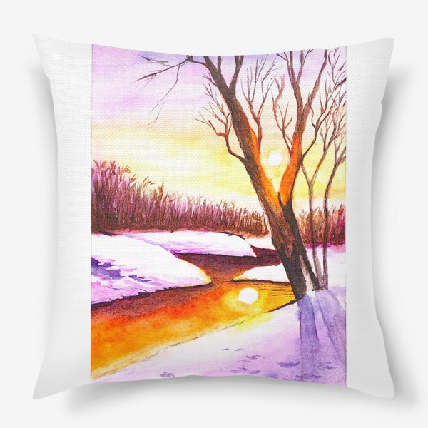 Подушка «закат на реке»