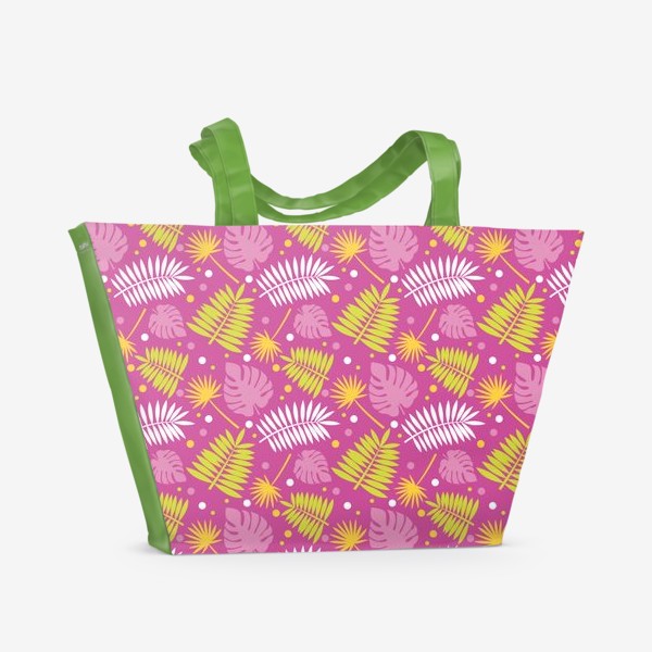 Пляжная сумка «Розовый паттерн с яркими пальмами»
