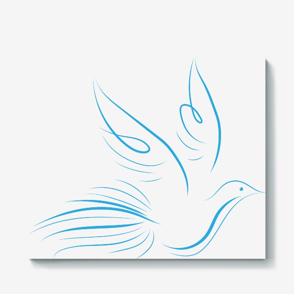 Холст «Летящая птичка, каллиграфия, голубь»