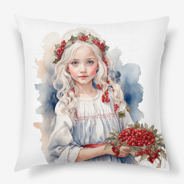 Подушка «Милая девочка и ягодное лукошко »