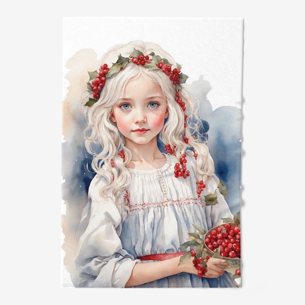 Полотенце «Милая девочка и ягодное лукошко »