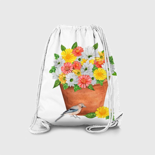 Рюкзак «Цветочный горшок и сойка»