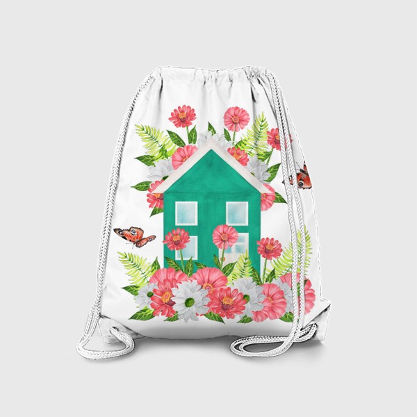 Рюкзак «Домик в цветах с бабочками»