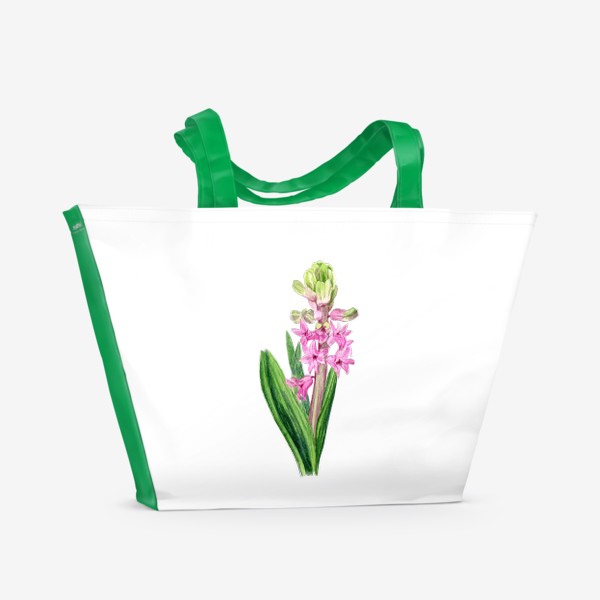 Пляжная сумка «Весенний розовый гиацинт акварель»