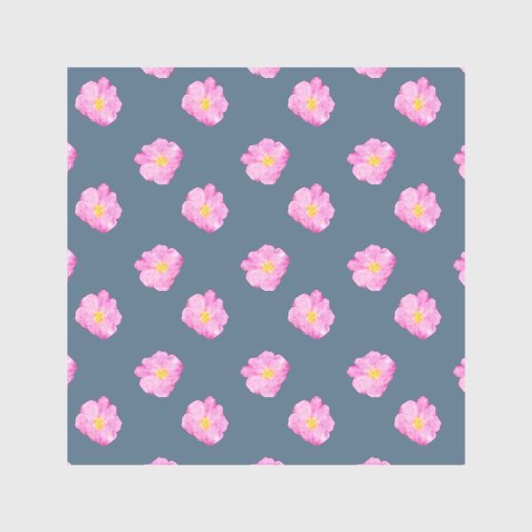 Шторы «Розовые акварельные пионы на серо-голубом фоне»