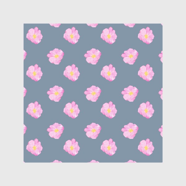 Скатерть «Розовые акварельные пионы на серо-голубом фоне»