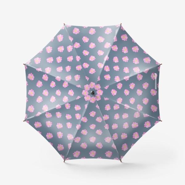 Зонт «Розовые акварельные пионы на серо-голубом фоне»