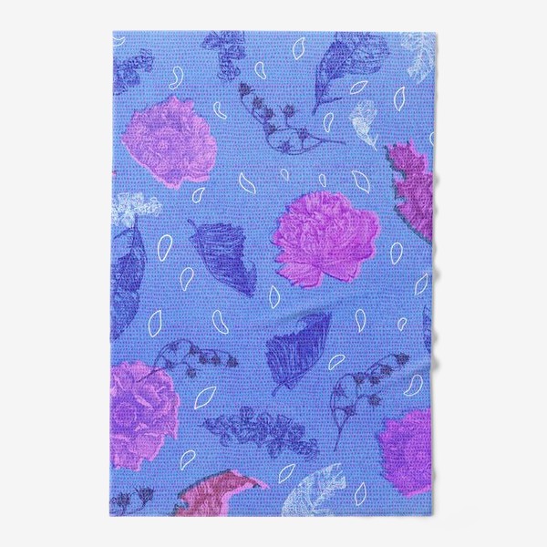 Полотенце «Сушенные цветы и листья на голубом фоне»