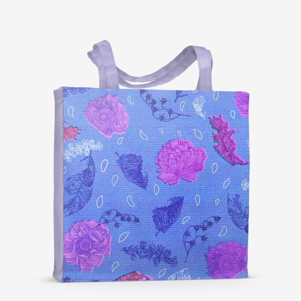 Сумка-шоппер «Сушенные цветы и листья на голубом фоне»