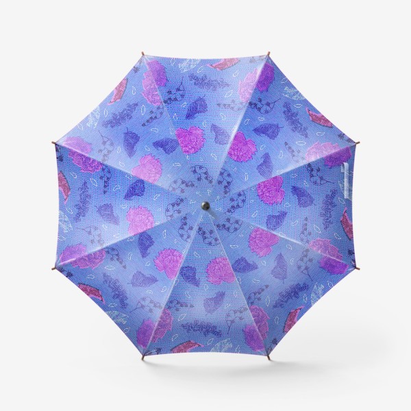 Зонт &laquo;Сушенные цветы и листья на голубом фоне&raquo;