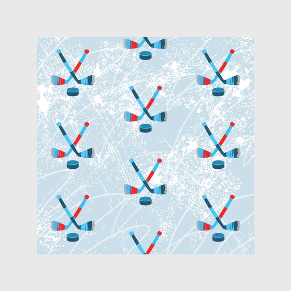 Скатерть «скрещенные хоккейные клюшки на льду»