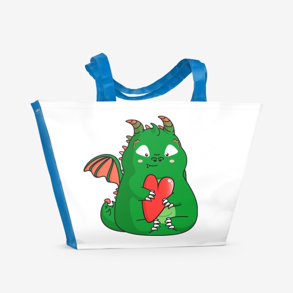 Пляжная сумка «дракончик с большой валентинкой»