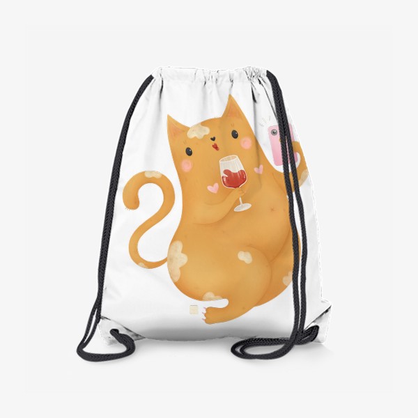 Рюкзак «Кошка и вино рыжая»
