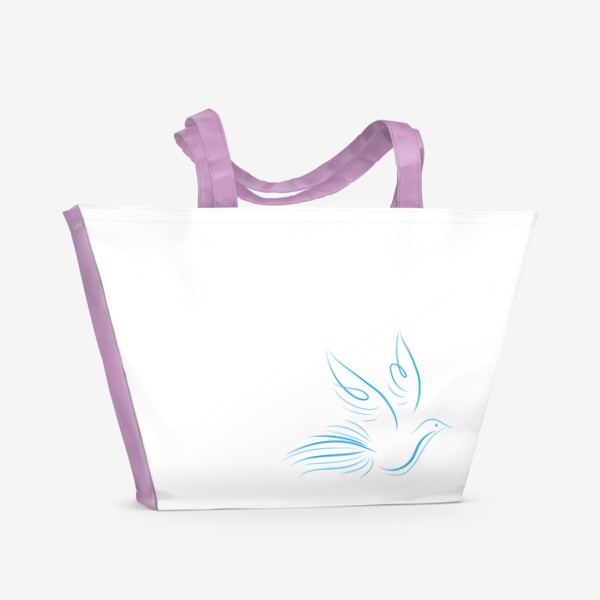 Пляжная сумка «Летящая птичка, каллиграфия, голубь»