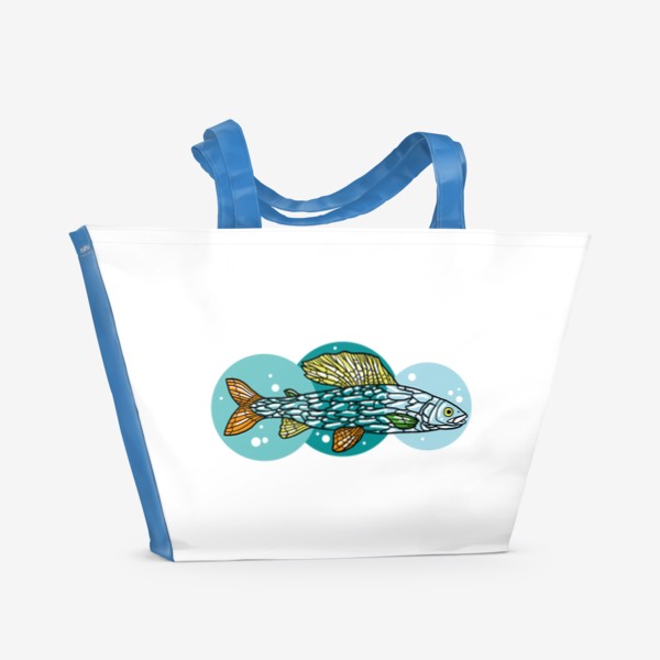 Пляжная сумка «Стильная рыбина - хариус, подарок рыбаку»