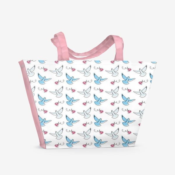 Пляжная сумка «бесшовный паттерн с голубями»