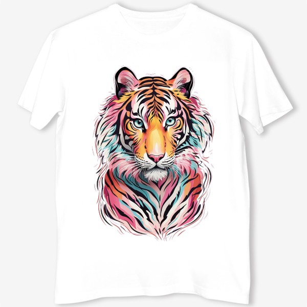 Футболка «Красивый разноцветный тигр, яркий принт для подарка»
