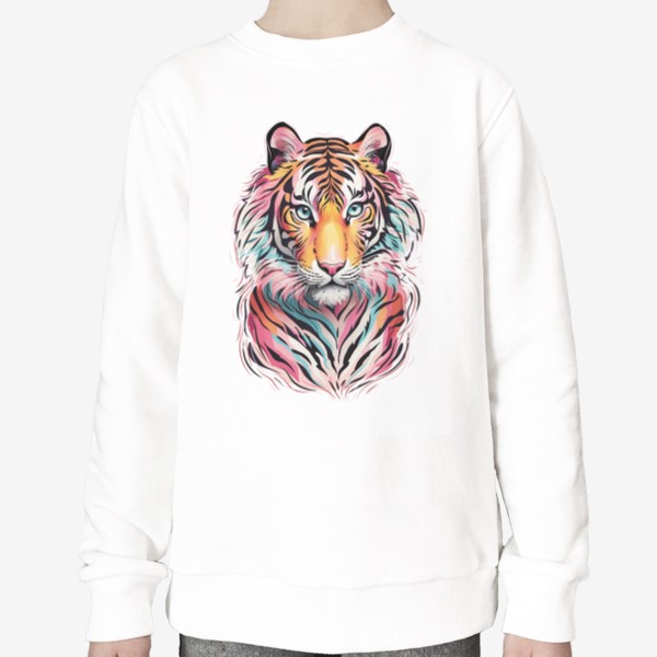 Свитшот «Красивый разноцветный тигр, яркий принт для подарка»