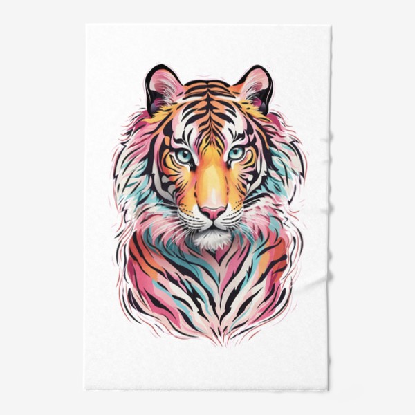 Полотенце «Красивый разноцветный тигр, яркий принт для подарка»