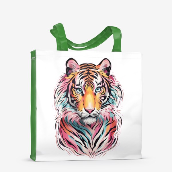 Сумка-шоппер «Красивый разноцветный тигр, яркий принт для подарка»