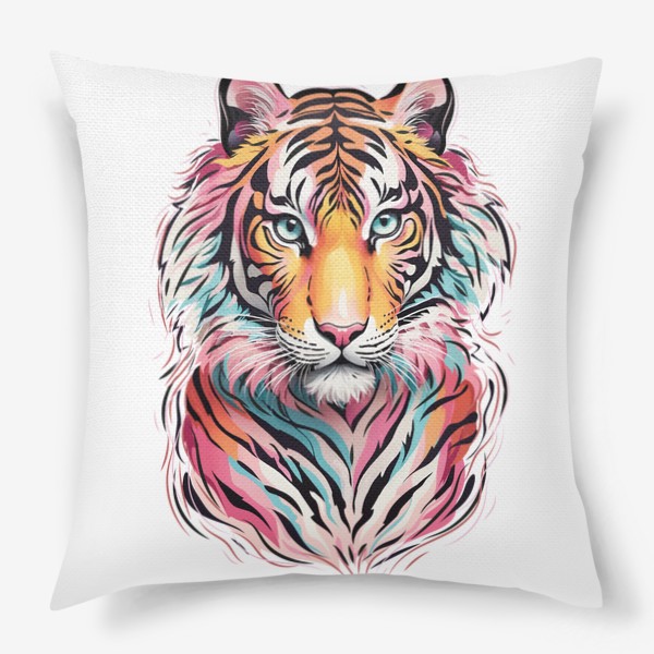 Подушка &laquo;Красивый разноцветный тигр, яркий принт для подарка&raquo;