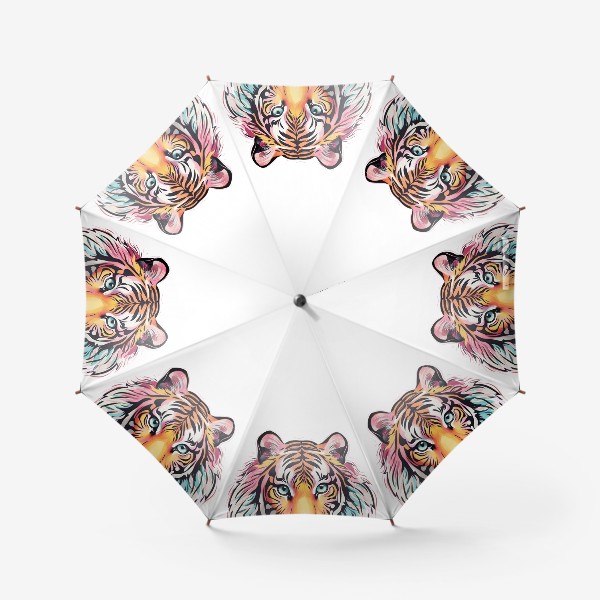 Зонт «Красивый разноцветный тигр, яркий принт для подарка»