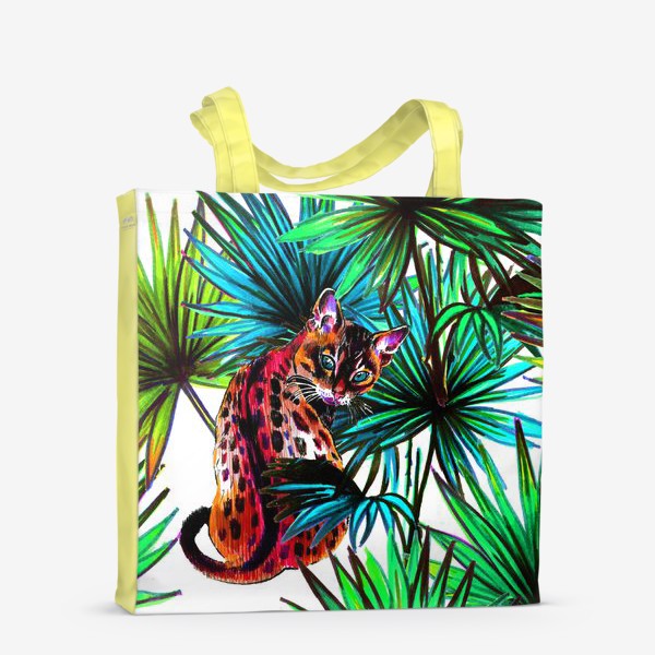 Сумка-шоппер «кот и пальмовые листья»