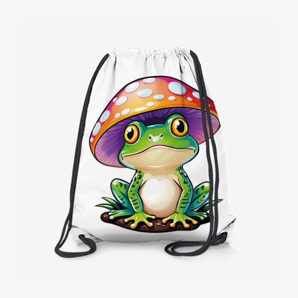 Рюкзак «Психоделик лягушка с грибом на голове, хиппи жаба, гриб мухомор»