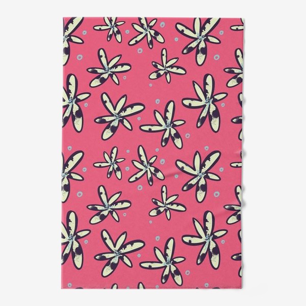 Полотенце «Паттерн с декоративными цветами на розовом фоне »
