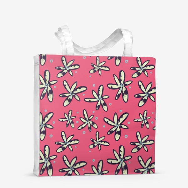 Сумка-шоппер «Паттерн с декоративными цветами на розовом фоне »