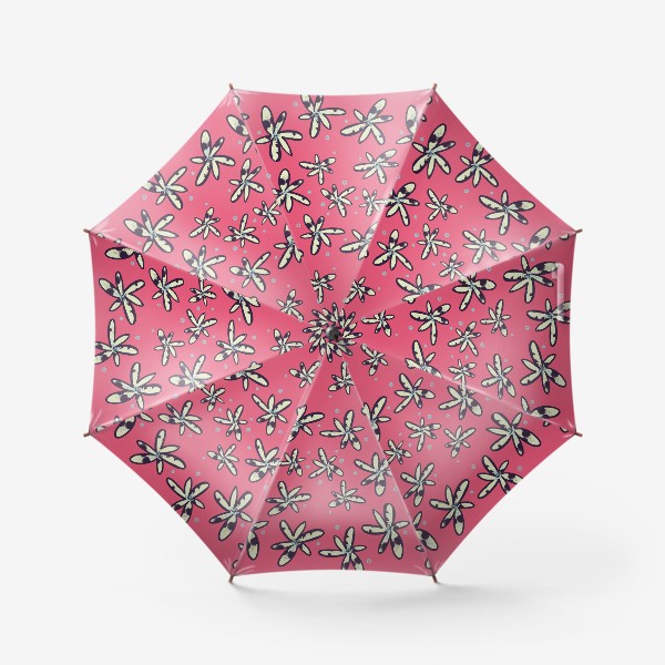 Зонт &laquo;Паттерн с декоративными цветами на розовом фоне &raquo;