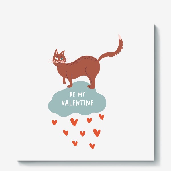 Холст «Кот и романтическая надпись. День святого Валентина»