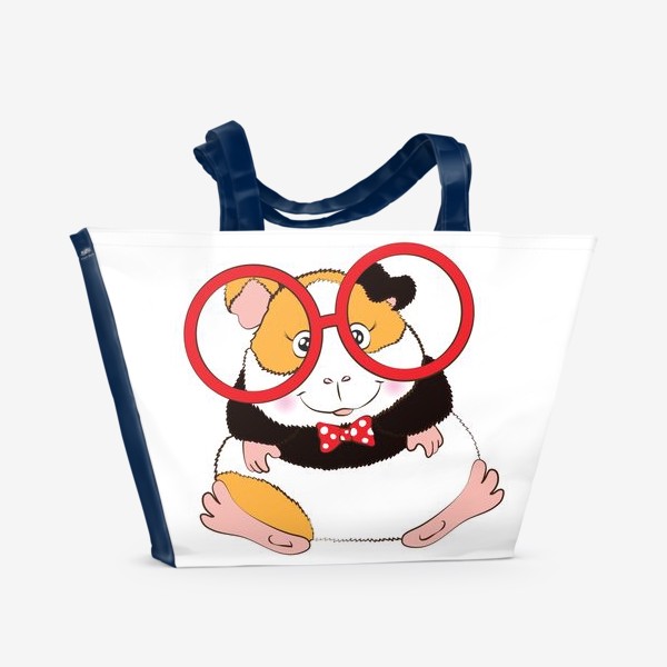 Пляжная сумка &laquo;Морская свинка в красных круглых очках&raquo;