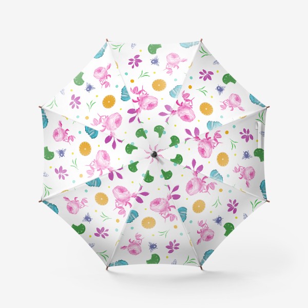 Зонт «Паттерн, фрукты с цветами»