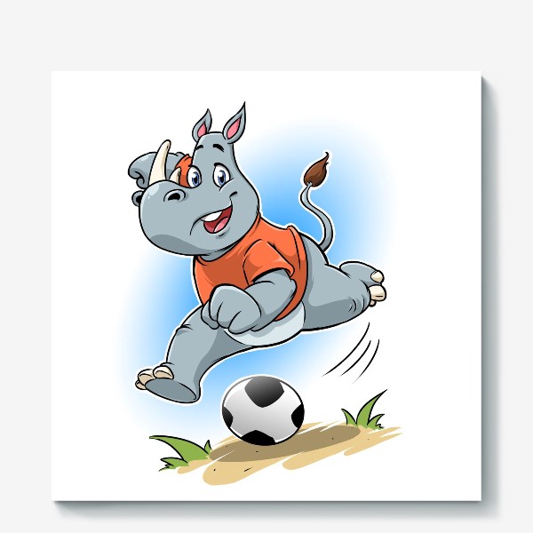 Холст «носорожек футболист»