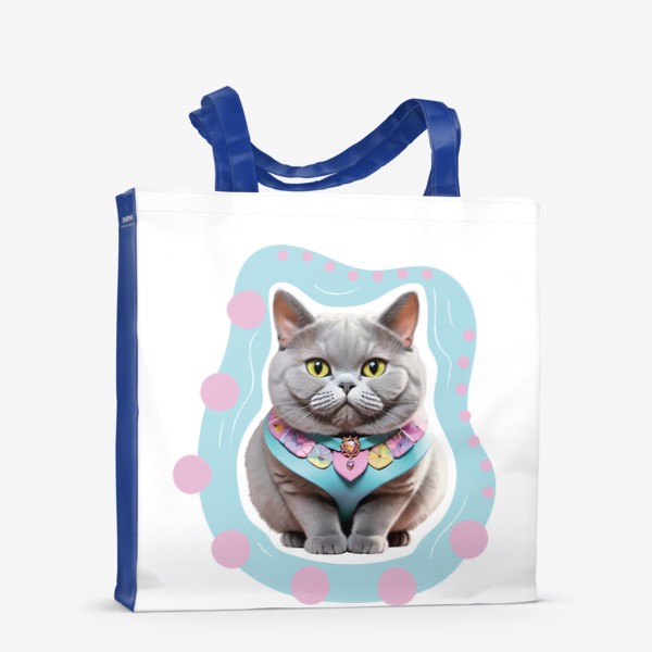 Сумка-шоппер «Милый толстый британский кот, стикер жирненький котенок британец »