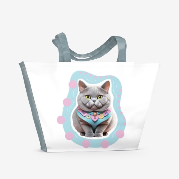 Пляжная сумка &laquo;Милый толстый британский кот, стикер жирненький котенок британец &raquo;