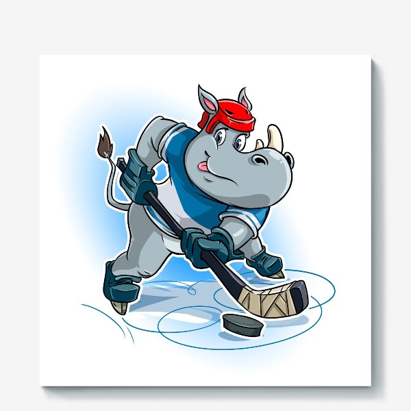 Холст «носорожек хоккеист»