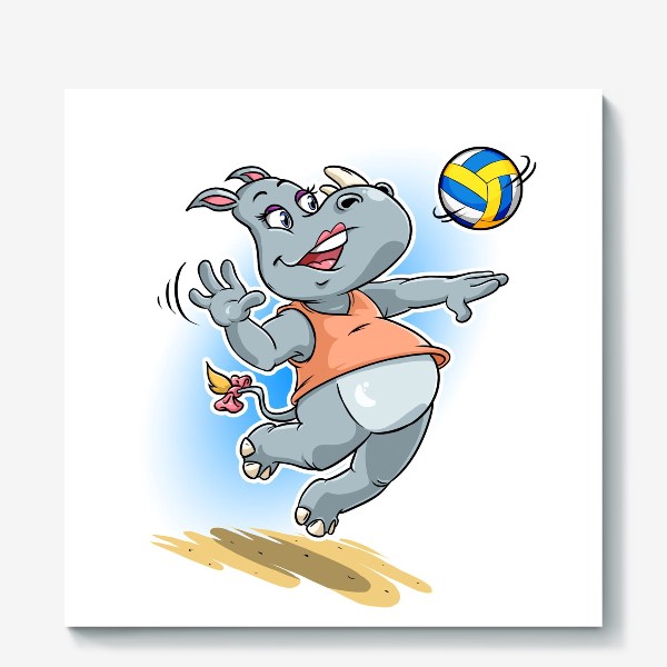 Холст «носорожек волейболист»