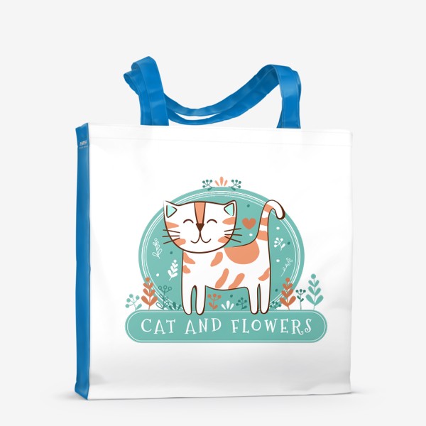 Сумка-шоппер «Котик и цветы»