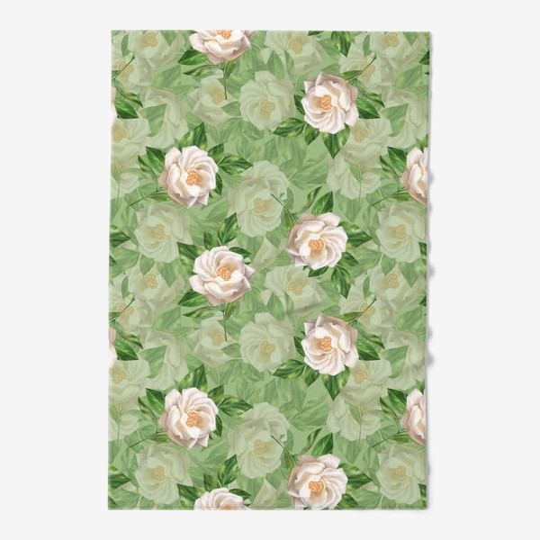 Полотенце «Белые розы на зеленом»